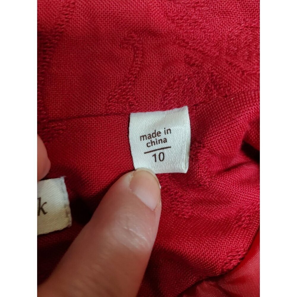 Coldwater Creek Blazer Jacket Womens 10 Red Button Up Lined Embroidered Jacquard - Picture 14 of 16